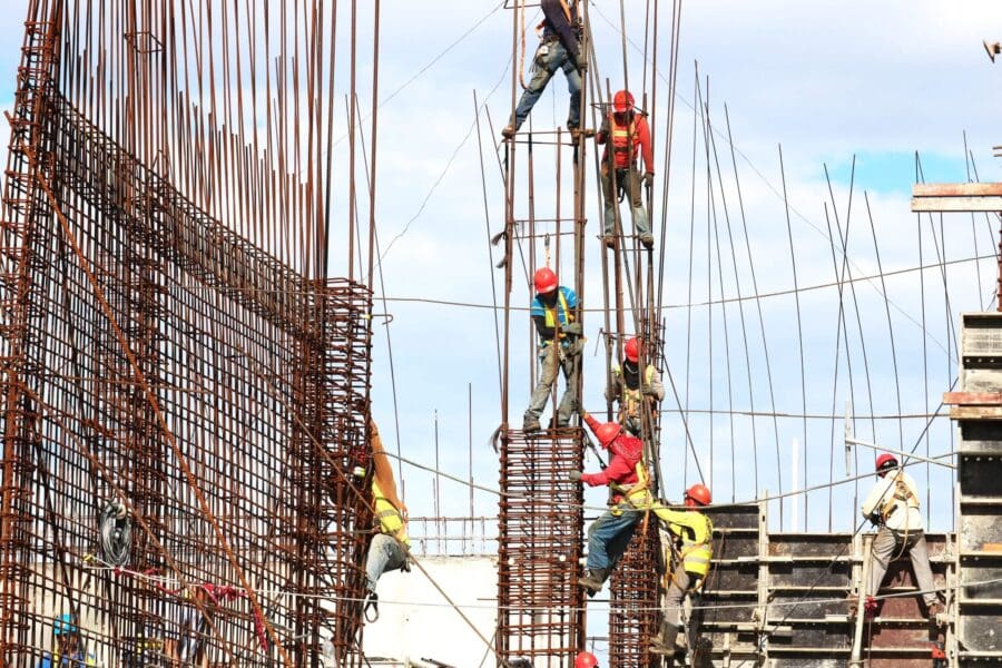 construction workers actively working on jobsite