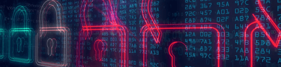 neon graphic showing locks that represent digital security